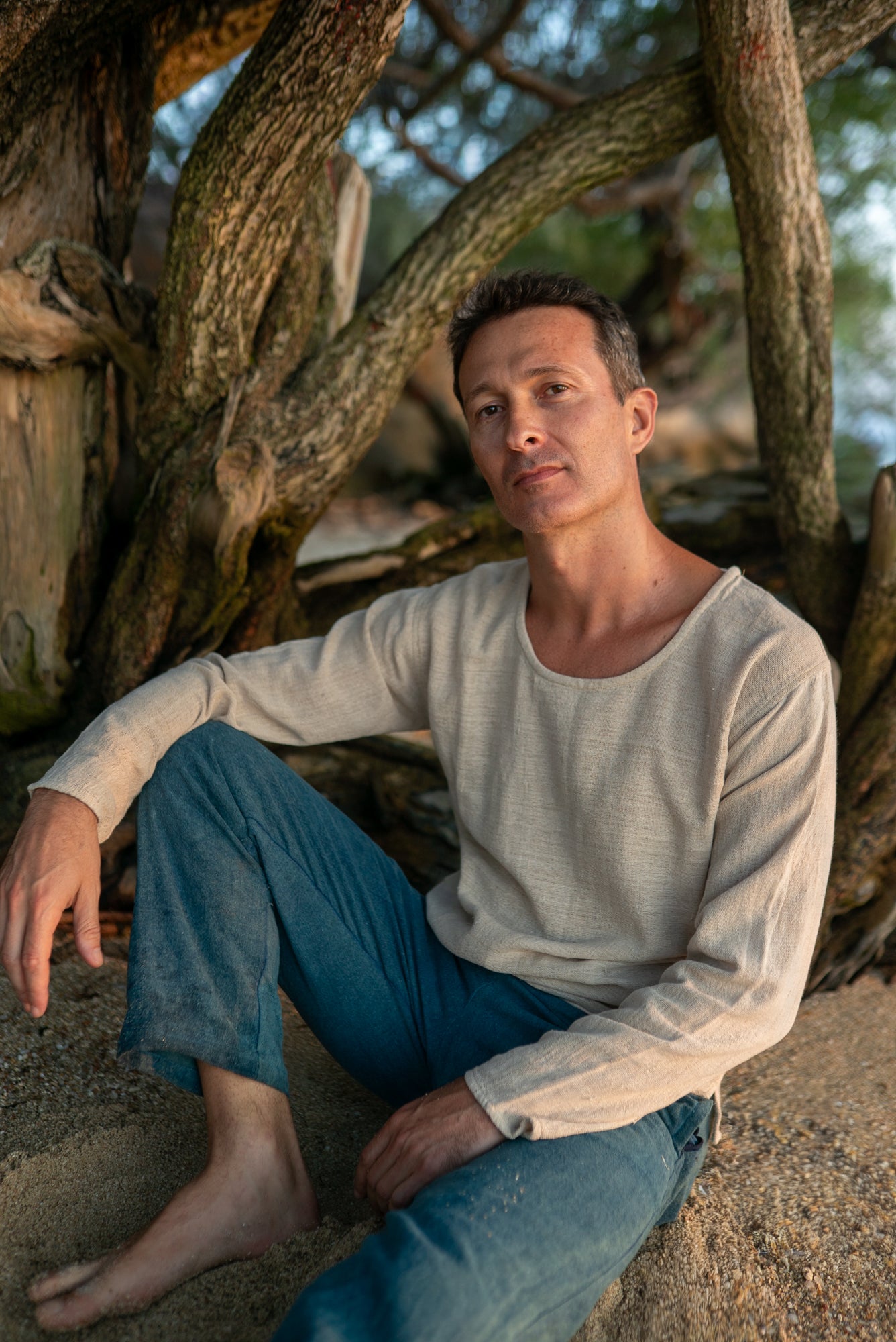 Langarmshirt - Hanf - Naturweiß
