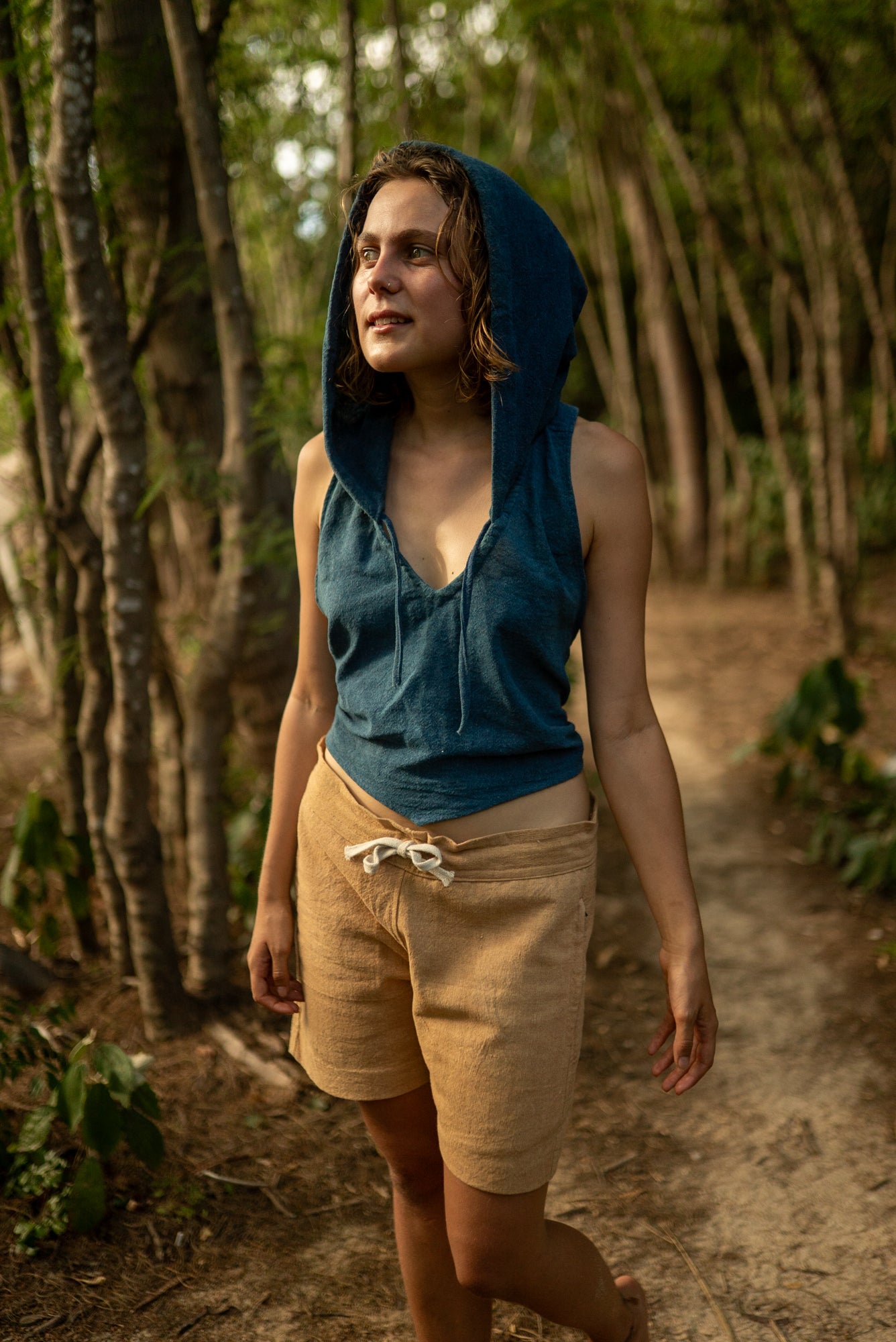 Wave - Top with Hood - Hemp Cotton - Indigo
