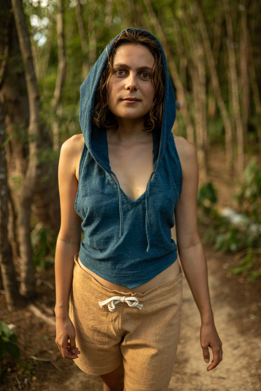 Wave - Top with Hood - Hemp Cotton - Indigo