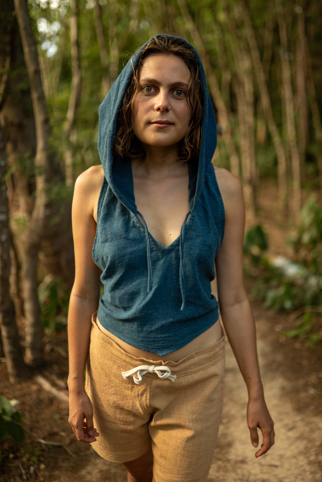 Wave - Top with Hood - Hemp Cotton - Indigo