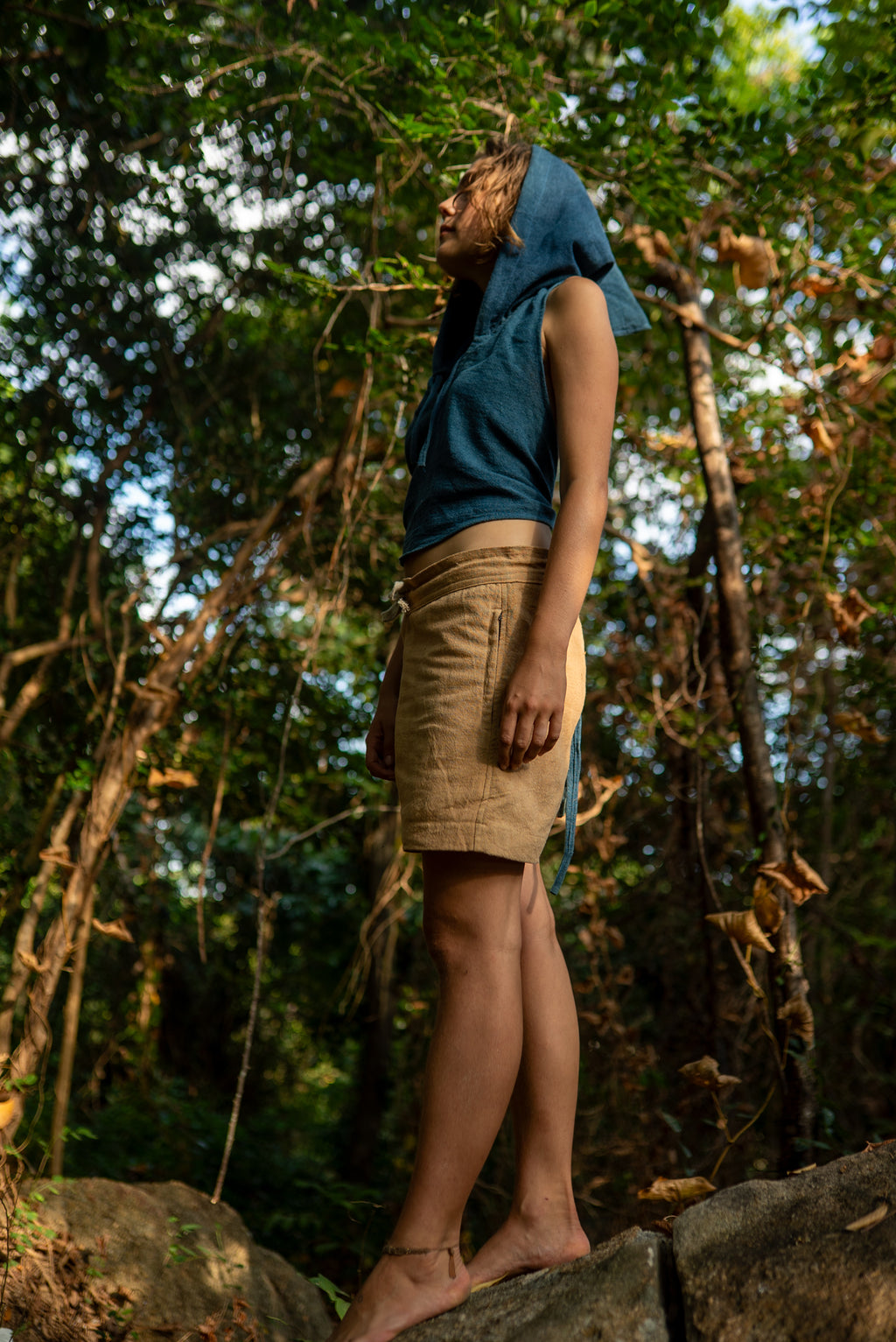 Wave - Top with Hood - Hemp Cotton - Indigo